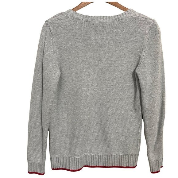 Tommy Hilfiger Women's Gray Chunky Y2K Embroidered Logo Ribbed Sweater Medium - Picture 6 of 6